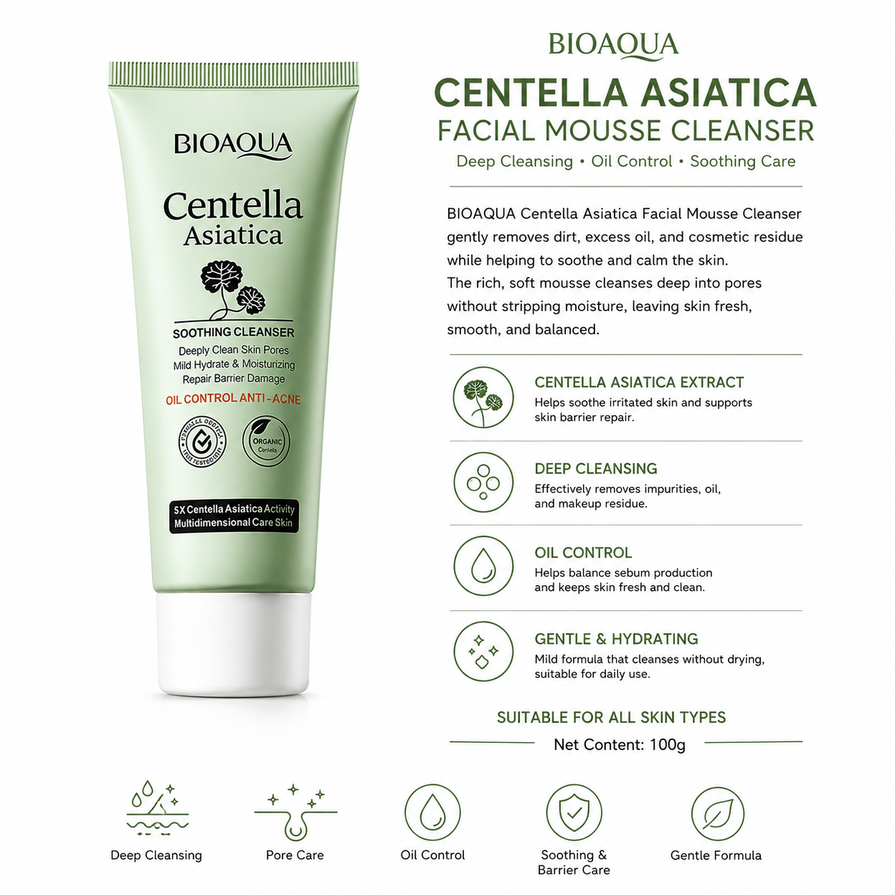 Centella Gentle Cleansing Foam – 100g